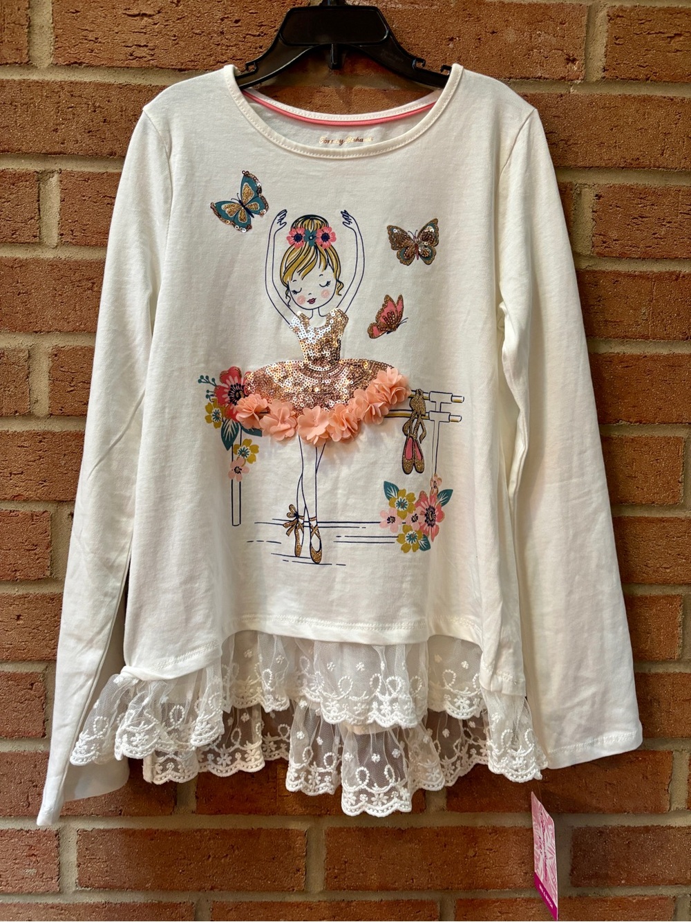 Tommy Bahama Girls Ballerina Sequin Floral Lace Tunic Top Size 10/12 NWT